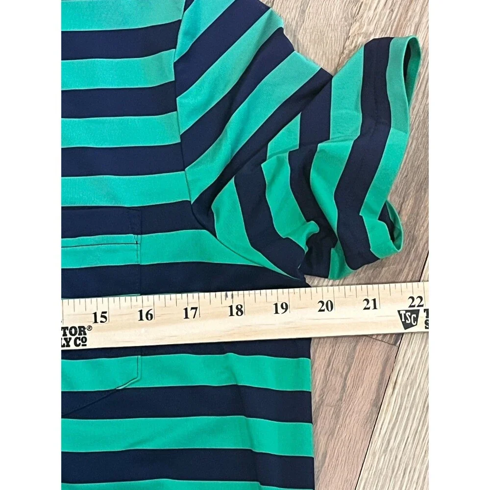 RLX Ralph Lauren Men's S Golf Polo Shirt Green Navy Stripe Performance Stretch
